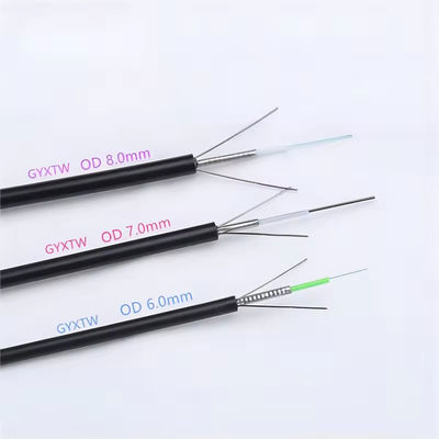 Προσαρμοσμένο GYXTW θωρακισμένο 2 4 6 8 12 24 πυρήνα μονοτρόπου καλώδιο οπτικών ινών 6 mm 7 mm 8 mm με αγγελιοφόρο