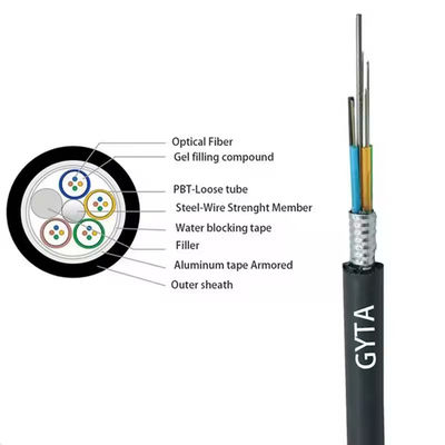 GYTS GYTA 48 Core G652D Single Mode Stranded Loose Tube Armored Fiber Optic Cable (Μια μόνο λειτουργία, αλυσοδεμένος χαλαρός σωλήνας, θωρακισμένο οπτικό καλώδιο)