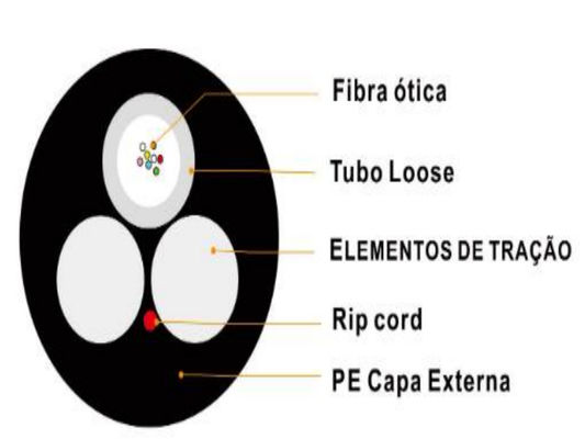 ASU Υφασμάτινο οπτικό καλώδιο ASU Span 80m 100m 200m 4 6 8 Core 12 Hilos Υφασμάτινο καλώδιο G652 Καλώδιο