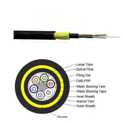 Πρωταθλήματα ADSS διπλής επιφάνειας Διάστημα καλωδίου οπτικών ινών 400m 24 48 72 96 144 288 πυρήνας