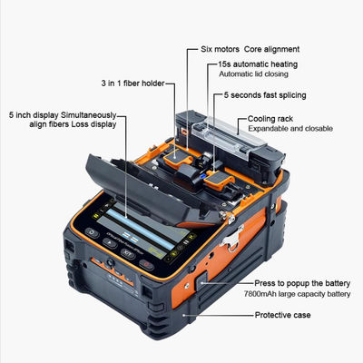 AI-9 Fusion Splicing Fiber Fusion Splicer Αυτοματοποιημένες FTTH μηχανές συγκόλλησης οπτικών ινών