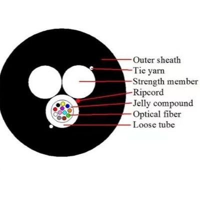 Δύο FRP Aerial 12 Core ASU 80 Drop Fiber Optic Cable GYFFY FTTH εξωτερικό