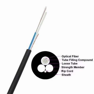 Δύο FRP Aerial 12 Core ASU 80 Drop Fiber Optic Cable GYFFY εξωτερικό καλώδιο FTTH τιμή εργοστασίου