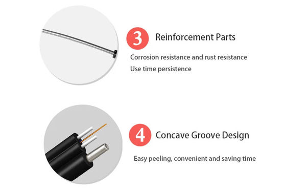 Μαύρο καλώδιο πτώσης οπτικών ινών σακακιών G657A1 1km FTTH