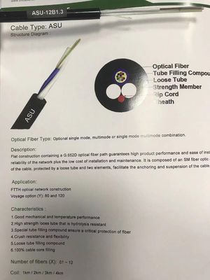 Μίνι ADSS 6 πυρήνας 12 εναέριο καλώδιο ASU G652D οπτικών ινών πυρήνων