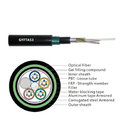 Άμεσο θαμμένο διπλό καλώδιο θηκών 96 πυρήνων GYFTA53