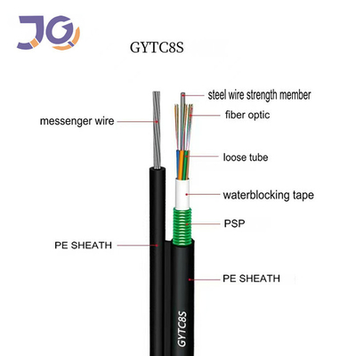 4 Singlemode σχήμα 8 πυρήνων καλώδιο οπτικών ινών GYTC8S για την εναέρια εφαρμογή